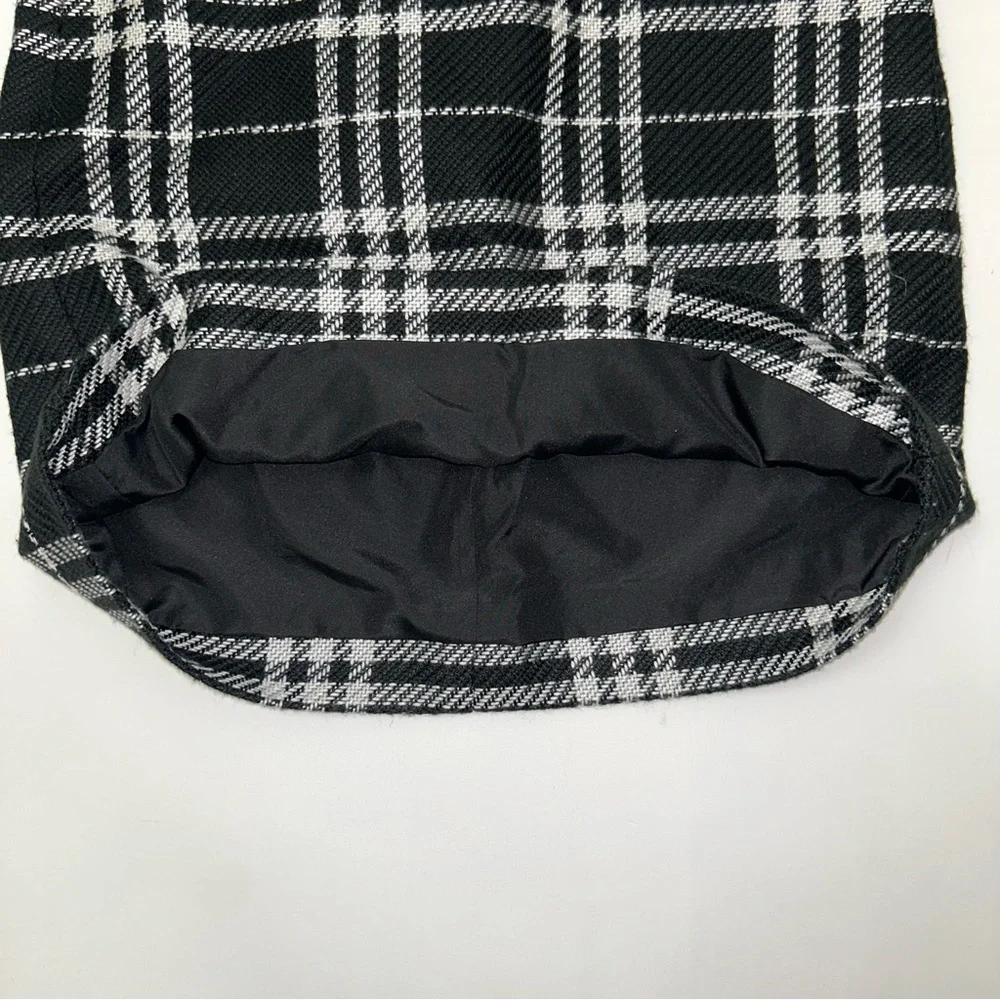J.Crew Black White Check Plaid Mini Skirt Wool Blend Lined Preppy Classic 00